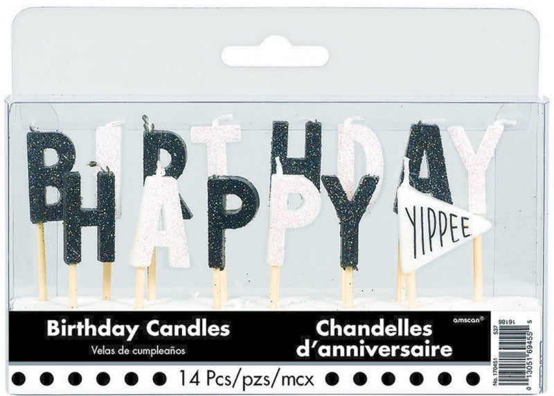 Black & White Chalkboard Birthday Pick Candles