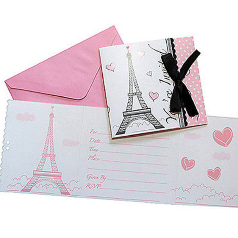 Paris Party Invitations Stickers