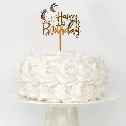 Acrylic Happy Birthday Unicorn Cake Topper