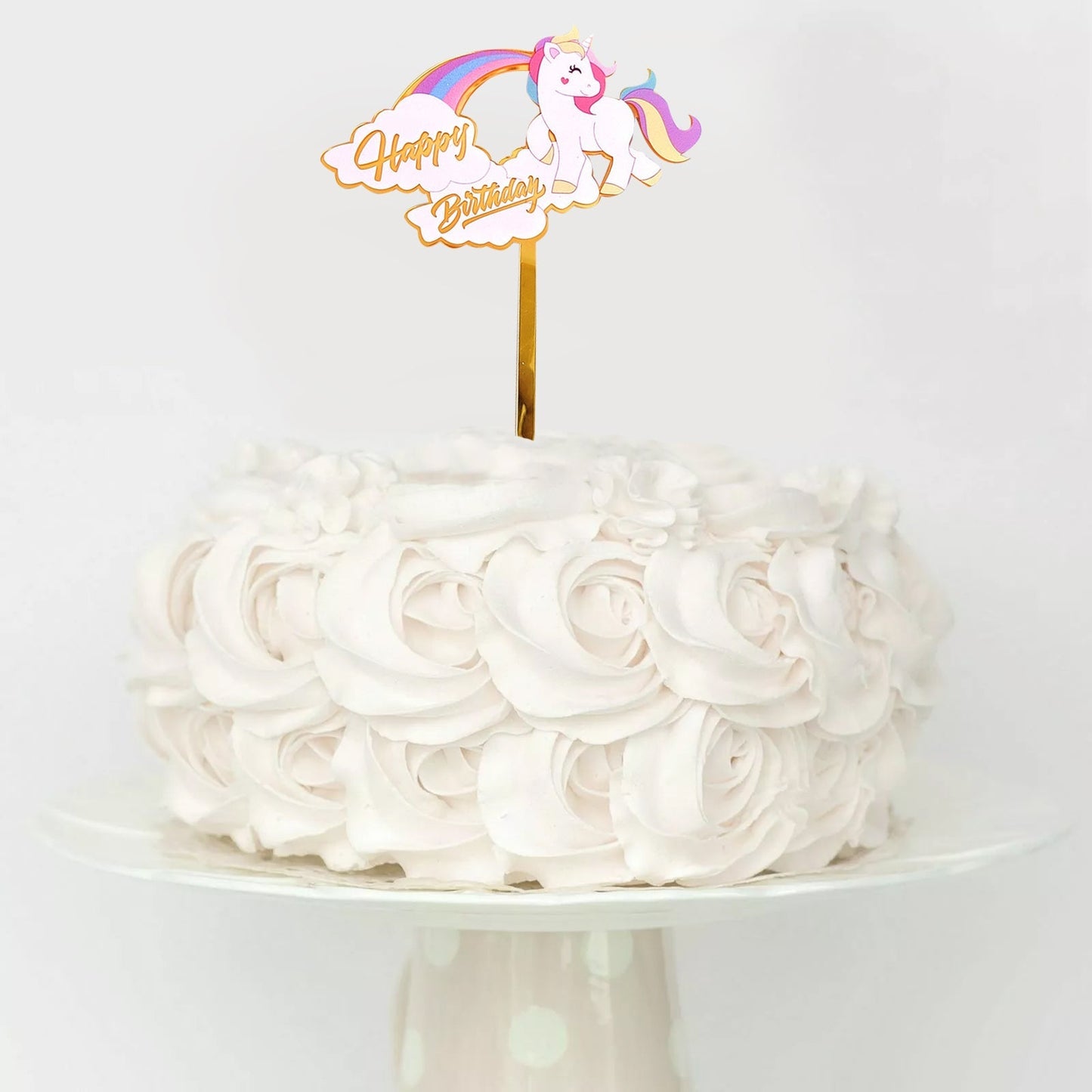 Rainbow Unicorn Happy Birthday Cake Topper