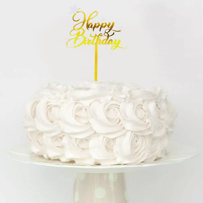 Happy Birthday Cake Topper - Gold With White Star