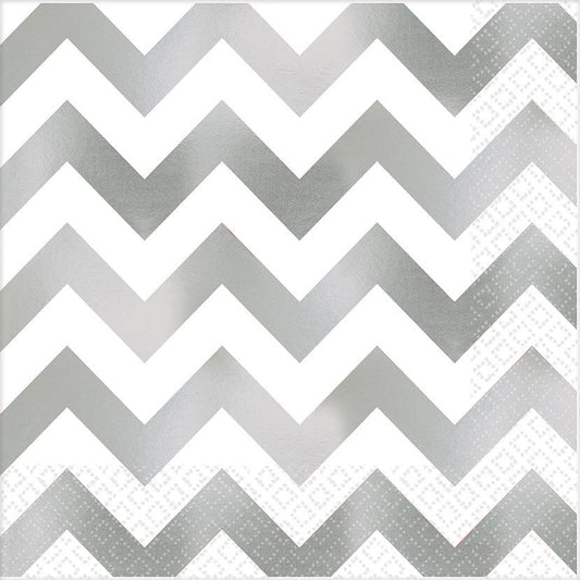 Premium Chevron Silver Hot-Stamped Lunch Napkins