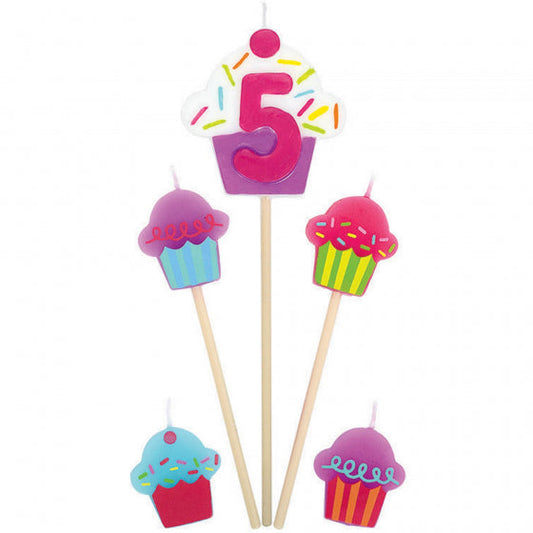 #5 CUPCAKE BIRTHDAY PICK CANDLE