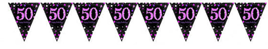 Pink Celebration 50th Birthday Prismatic Banner