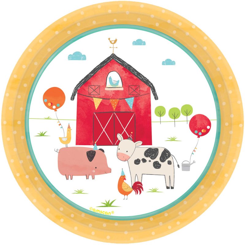 Barnyard Birthday Small paper Plates (Pack of 8)