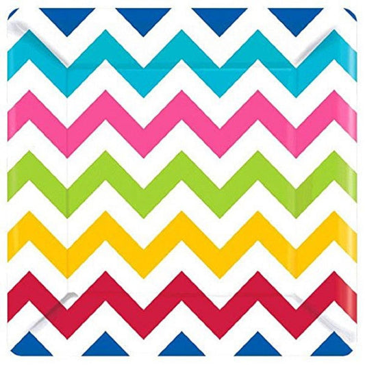 Bright Chevron Modern Rainbow Garden Birthday Party Bulk 10.25" Banquet Plates