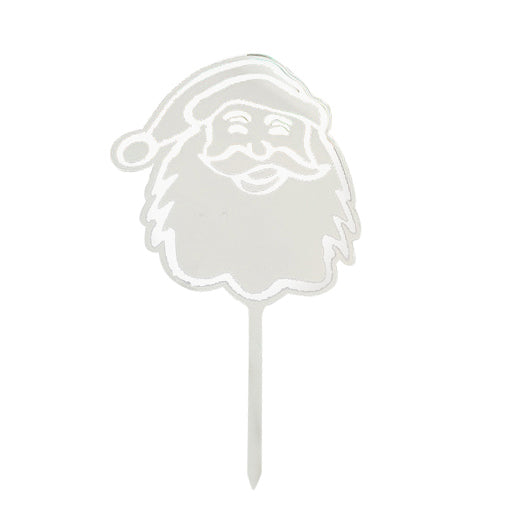 Santa Claus Face White Acrylic Cake Topper