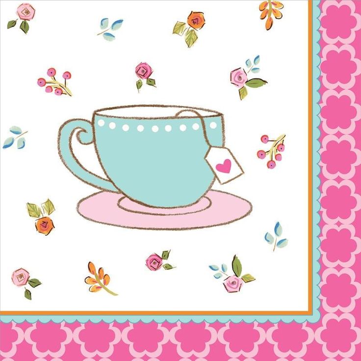 Tea Time Happy Birthday Beverage Napkin