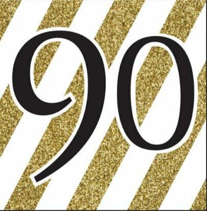 Black & Gold 90th Birthday Lunch Napkins