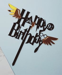 Harry Potter Wings Happy Birthday Cake Topper