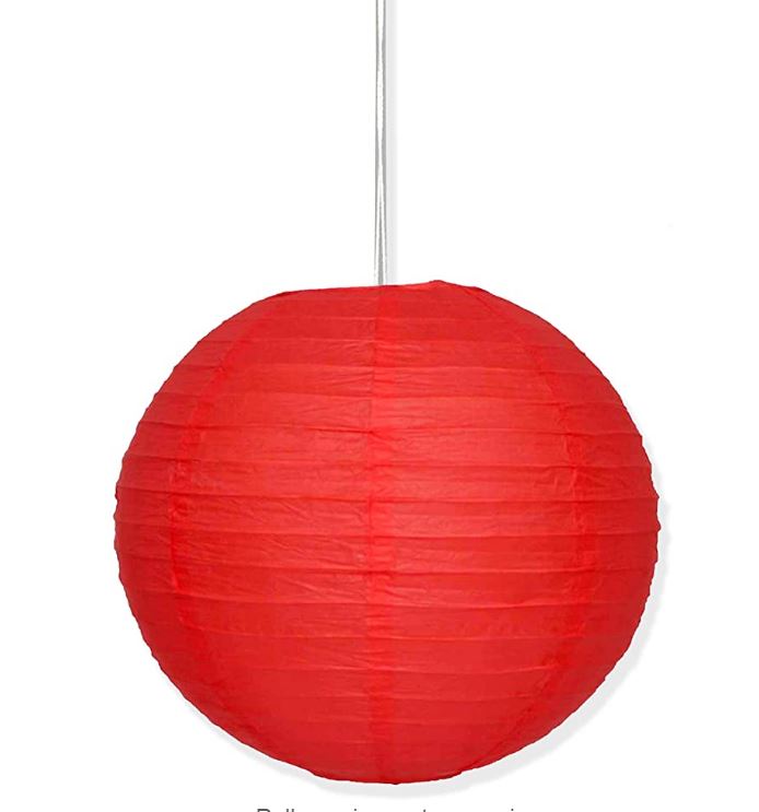 Apple Red Paper Lantern with Metal Frames