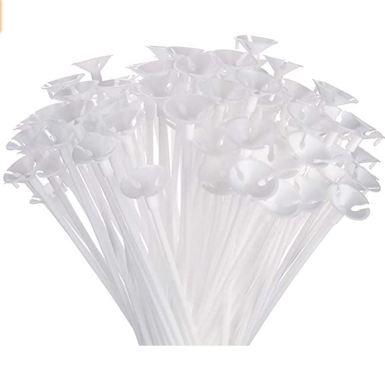 Balloon Sticks White 400 x 5mm Bag 100