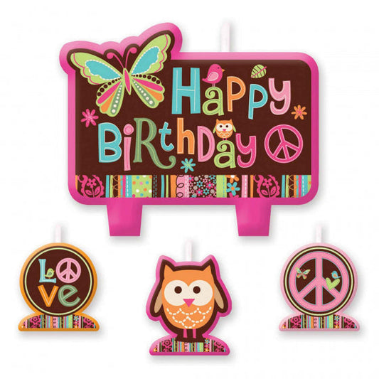 HIPPIE CHICK BIRTHDAY CANDLE SET