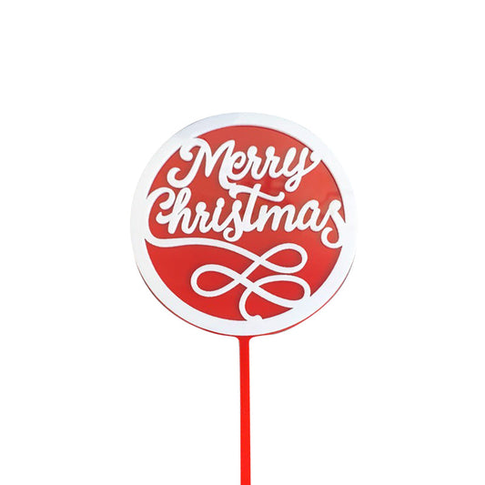 Merry Christmas Arcylic Cake Topper Decoration Red