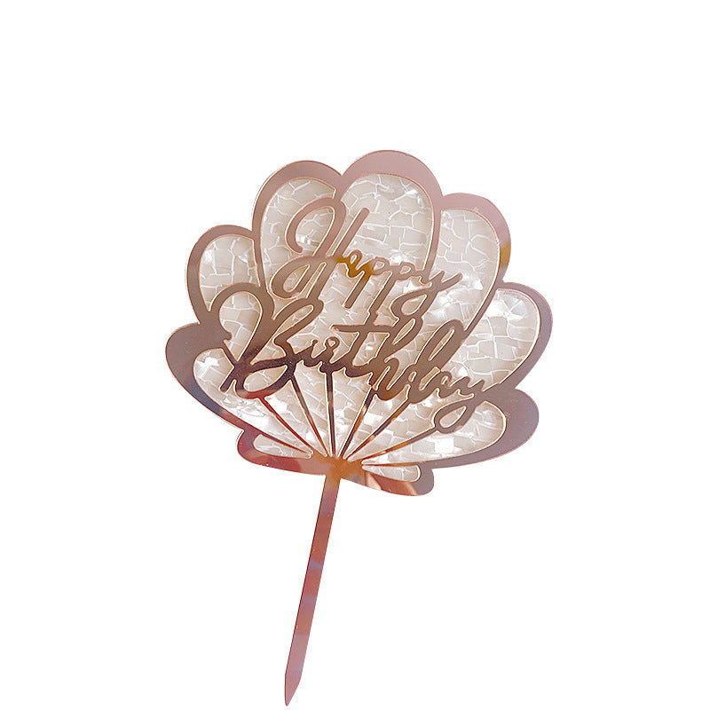 Seashell Rose Gold Happy Birthday Cake Topper