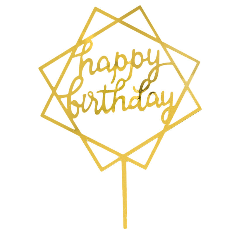 Square Acrylic Happy Birthday Cake Topper