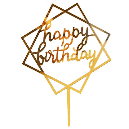 Square Acrylic Happy Birthday Cake Topper