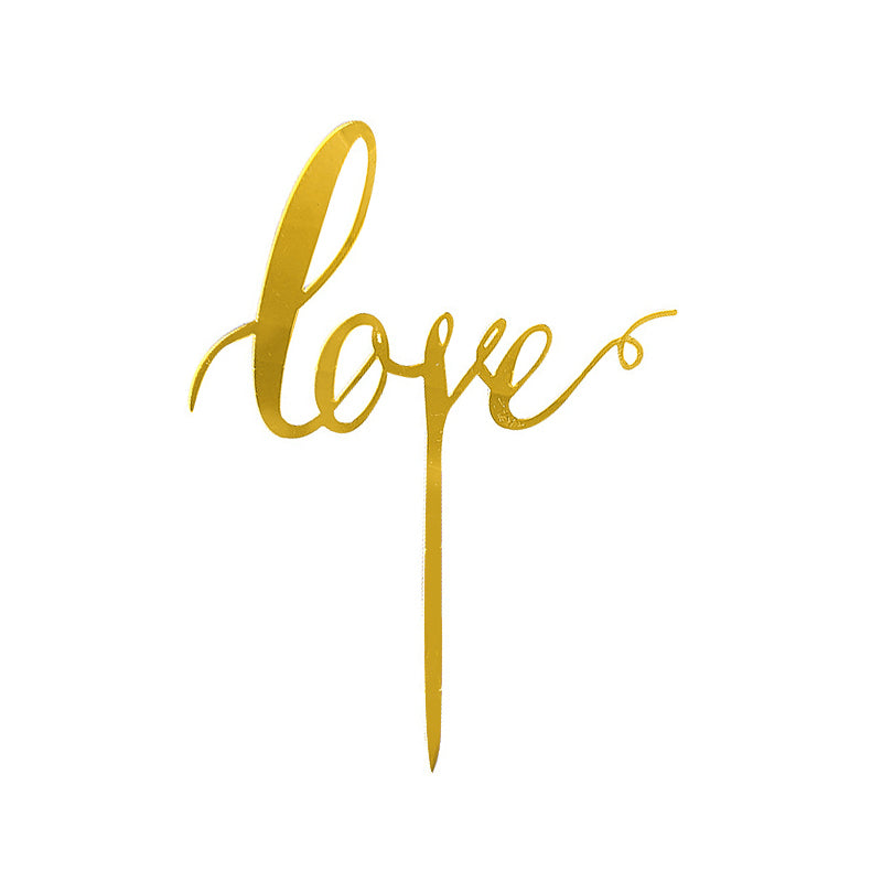 Hand Writing Love Gold Cake Topper