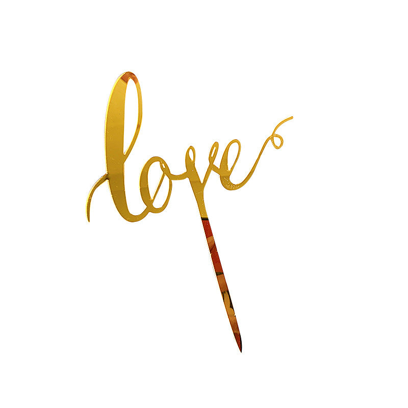 Hand Writing Love Gold Cake Topper