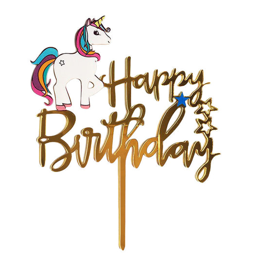 Acrylic Happy Birthday Unicorn Cake Topper