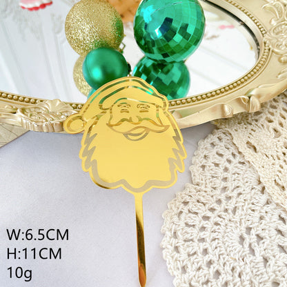 Santa Claus Face Gold Acrylic Cake Topper