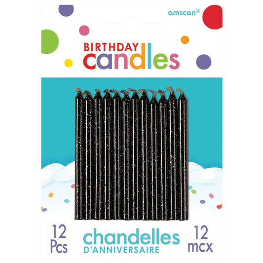 Black Glitter Birthday Candle