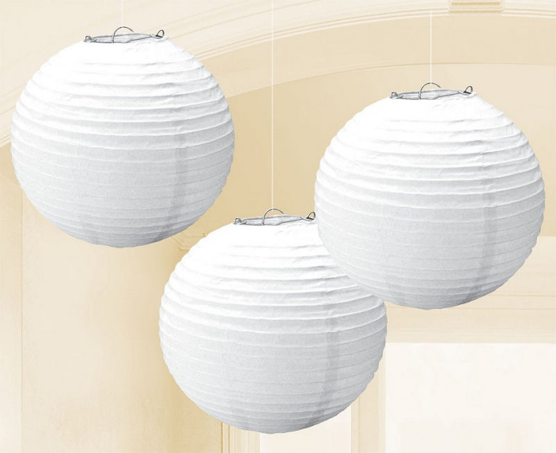 Frosty White Paper Lantern with Metal Frames