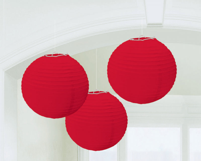 Apple Red Paper Lantern with Metal Frames