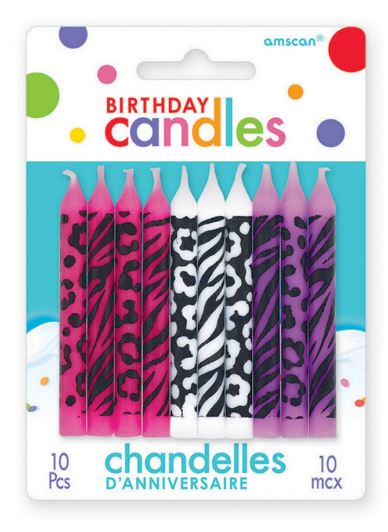 Assorted Birthday Candle Animal Print