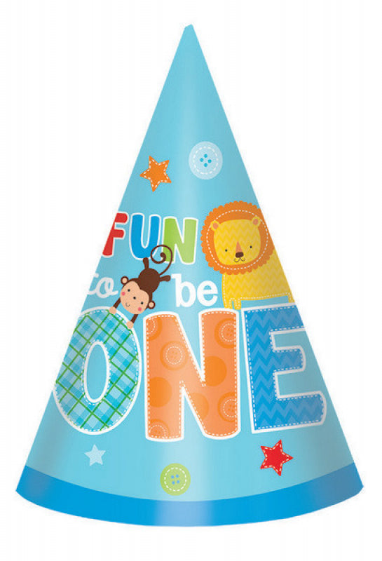 One Wild Animal Boy Paper Cone Hats