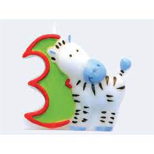 Safari Animal Number Candles #3 Birthday Party Cake Decoration Zebra