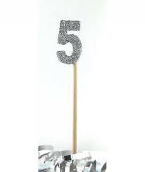 Silver Glitter Long Stick Candle #5 P1