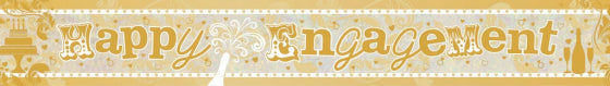 Happy Engagement Gold Banner Holographic