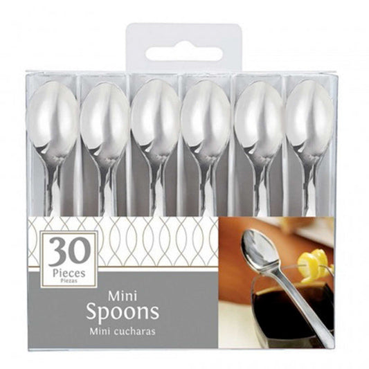 Mini Catering Spoons Silver Plastic